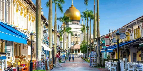 Quartier Kampong Glam à Singapour avec la mosquée Sultan et ses rues colorées