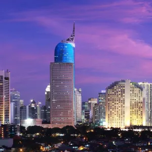 Un coucher de soleil sur Jakarta, la capitale de l'Indonésie.