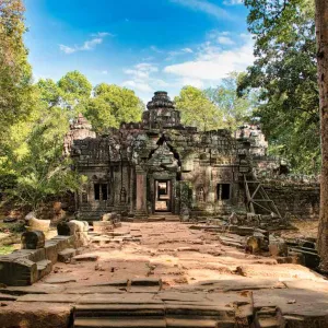 Le temple de Preah Khan dans le site archéologique d'Angkor au Cambodge.