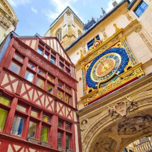 Gros Horloge de Rouen dans le centre historique, horloge astronomique emblématique de Normandie