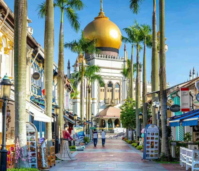 Quartier Kampong Glam à Singapour avec la mosquée Sultan et ses rues colorées