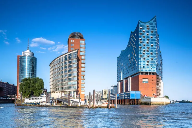 Le quartier d'HafenCity, avec la célèbre Elbphilharmonie  de Hambourg.