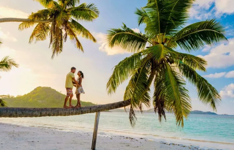 Anse Volbert offre un décor rêvé pour une lune de miel aux Seychelles.