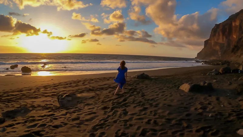 La Playa del Inglés au coucher du soleil. 