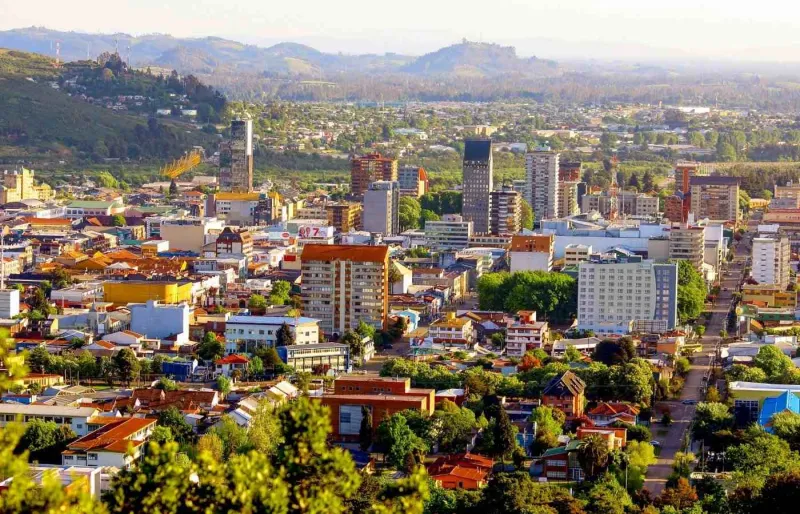 Vue de la ville de Temuco, dans le sud du Chili