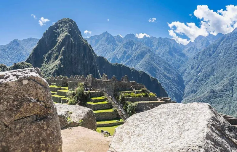 L’escalier inca du Machu Picchu au Pérou sur les pentes du Huayna Picchu