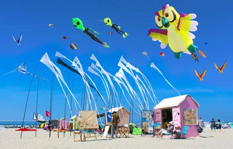 Cerfs-volants sur la plage de Berck-sur-Mer lors du festival international