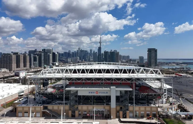BMO Field, le stade de Toronto avec la skyline de la ville en arrière-plan