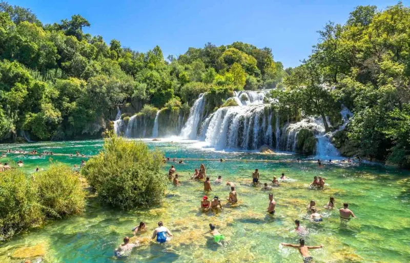 La cascade de Skradinski Buk dans le parc national de Krka en Croatie