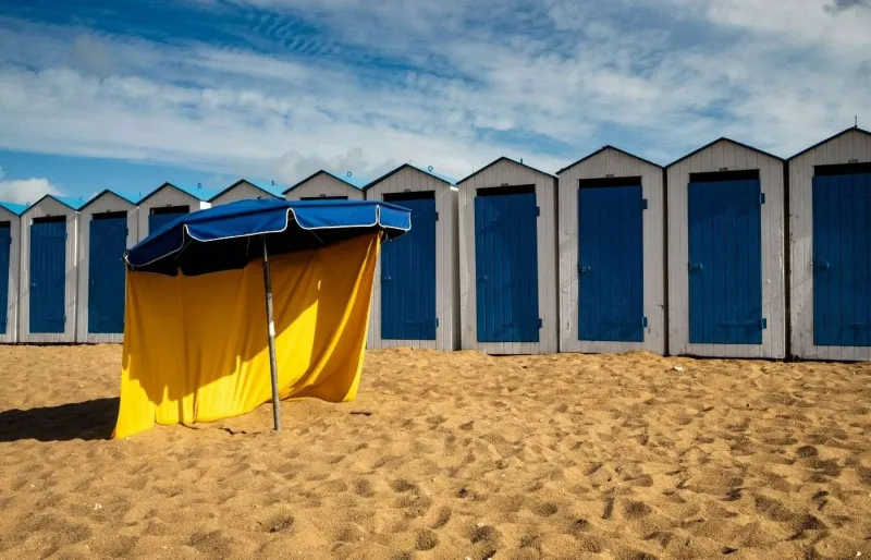 Cabines de plage sur la plage de Boisvinet à Saint-Gilles-Croix-de-Vie en Vendée