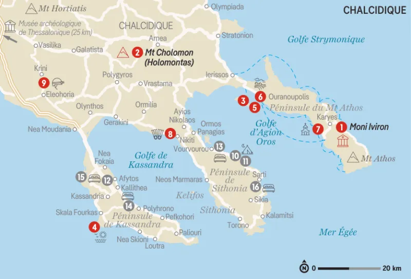 carte Halkidiki chalcidique grece
