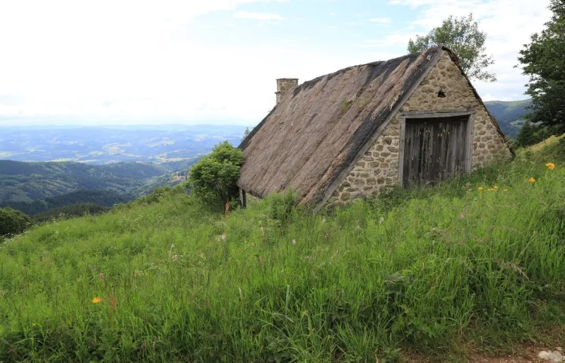 Jasserie traditionnelle des Hautes Chaumes du Forez près d'Ambert, dans le parc naturel régional Livradois-ForezJasserie traditionnelle des Hautes Chaumes du Forez près d'Ambert, dans le parc naturel régional Livradois-Forez