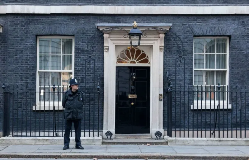 ntrée du 10 Downing Street à Londres, résidence du Premier ministre britannique
