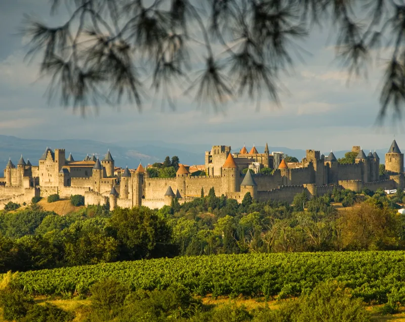 Coucher de soleil sur les remparts de Carcassonne 